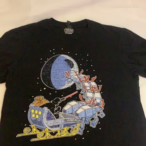 MEN’S Anvil by Gildan Black Star Wars Vader Claus Short Sleeve Tee Shirt Size M - Picture 1 of 6